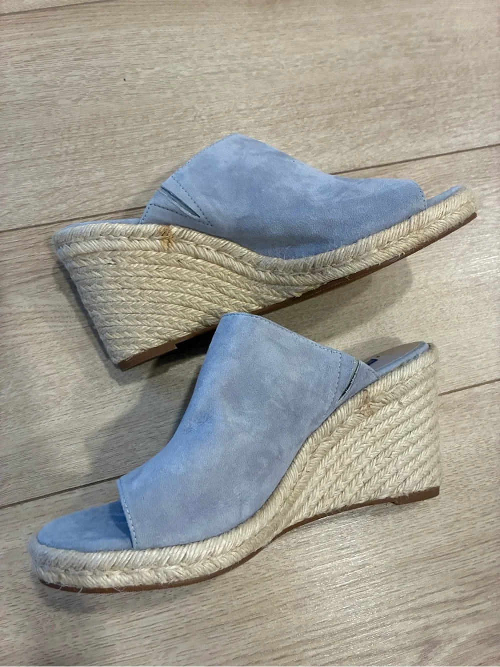 Stuart Weitzman Women’s Mirabella Suede Espadrille Wedge Mules Blue Size 11.5